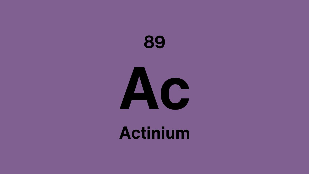 Actinium element symbol Ac, atomic number 89, on a purple periodic table tile