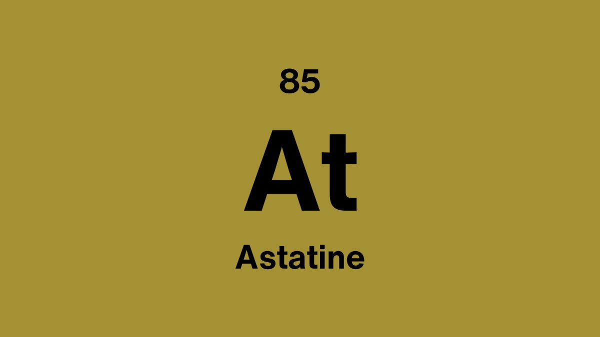 Astatine element symbol At, atomic number 85, on an olive gold periodic table tile