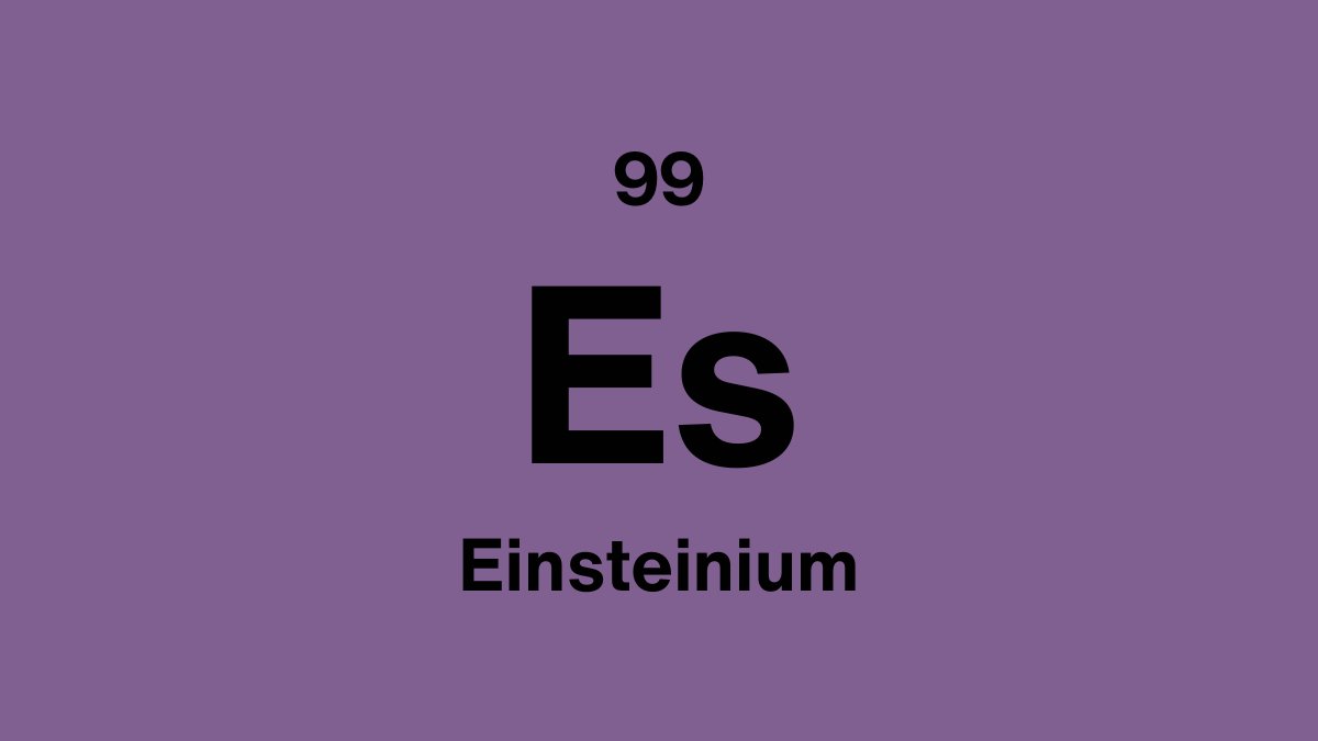 Einsteinium element symbol Es, atomic number 99, on a purple periodic table tile