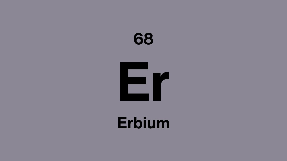 Erbium element symbol Er, atomic number 68, on a lavender periodic table tile