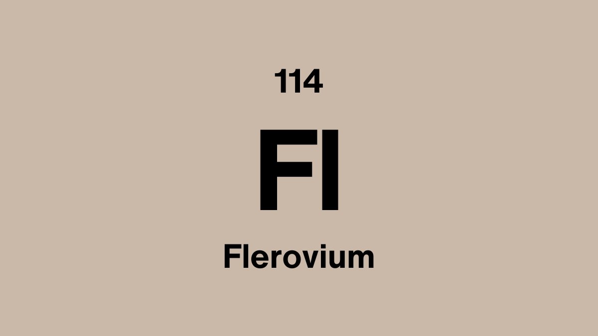 Flerovium element symbol Fl, atomic number 114, on a sand periodic table tile