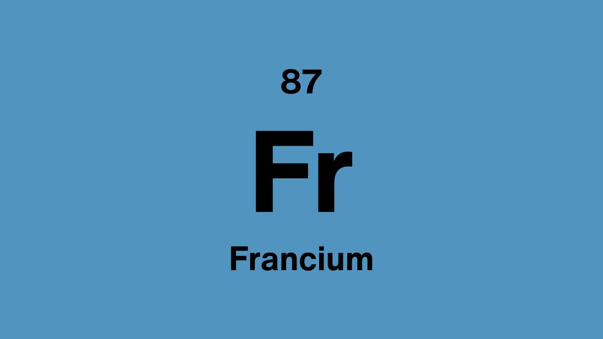 Francium element symbol Fr, atomic number 87, on a steel blue periodic table tile