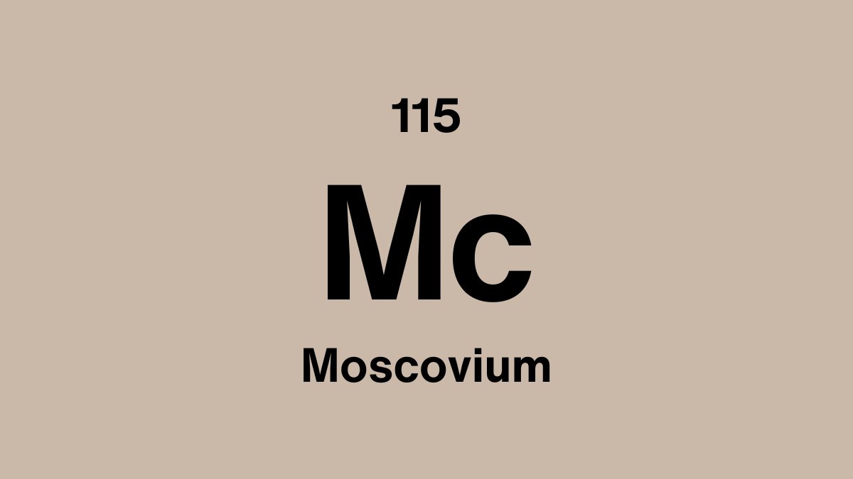Moscovium element symbol Mc, atomic number 115, on a sand periodic table tile