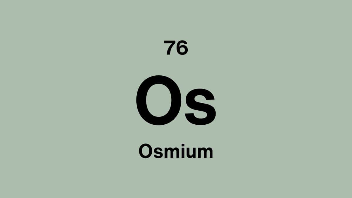 Osmium element symbol Os, atomic number 76, on a sage green periodic table tile