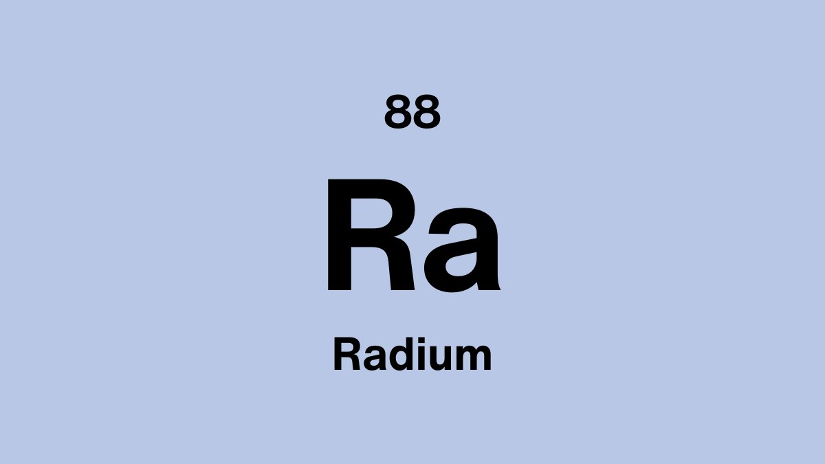 Radium element symbol Ra, atomic number 88, on a powder blue periodic table tile