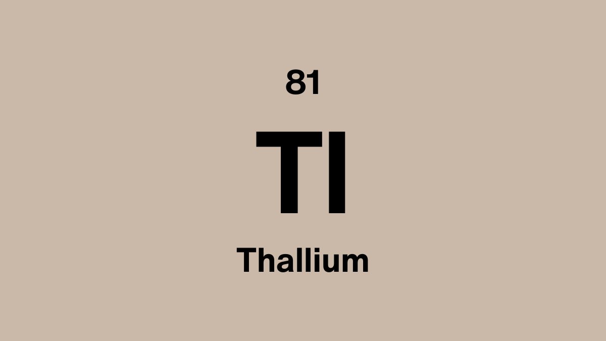 Thallium element symbol Tl, atomic number 81, on a sand periodic table tile
