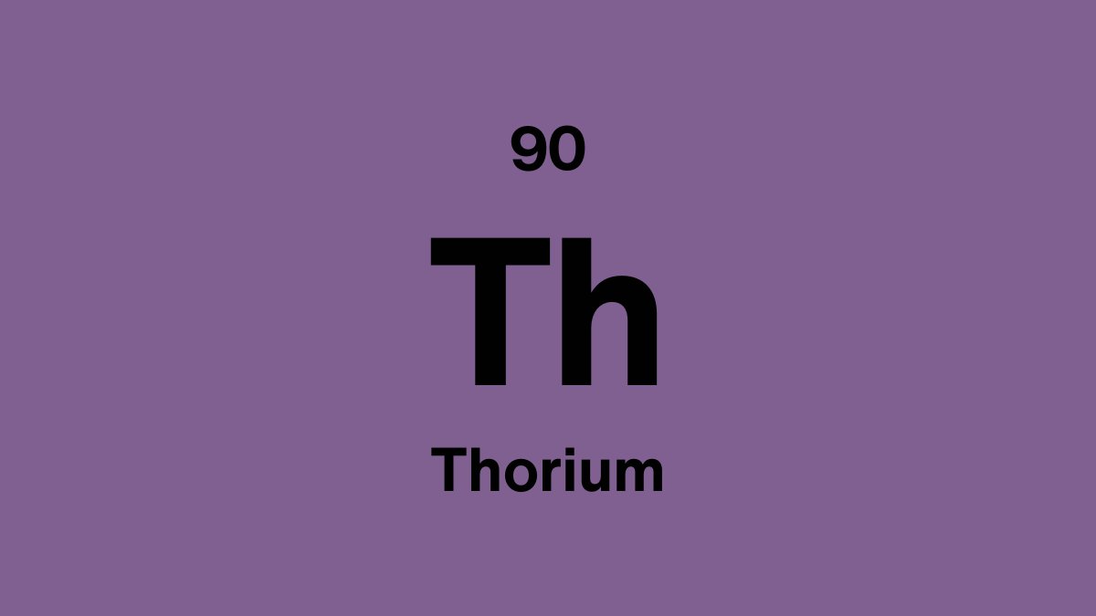 Thorium element symbol Th, atomic number 90, on a purple periodic table tile