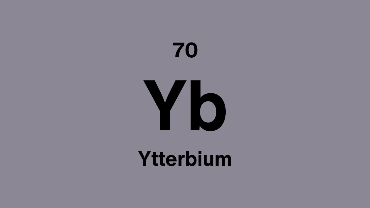 Ytterbium element symbol Yb, atomic number 70, on a lavender periodic table tile